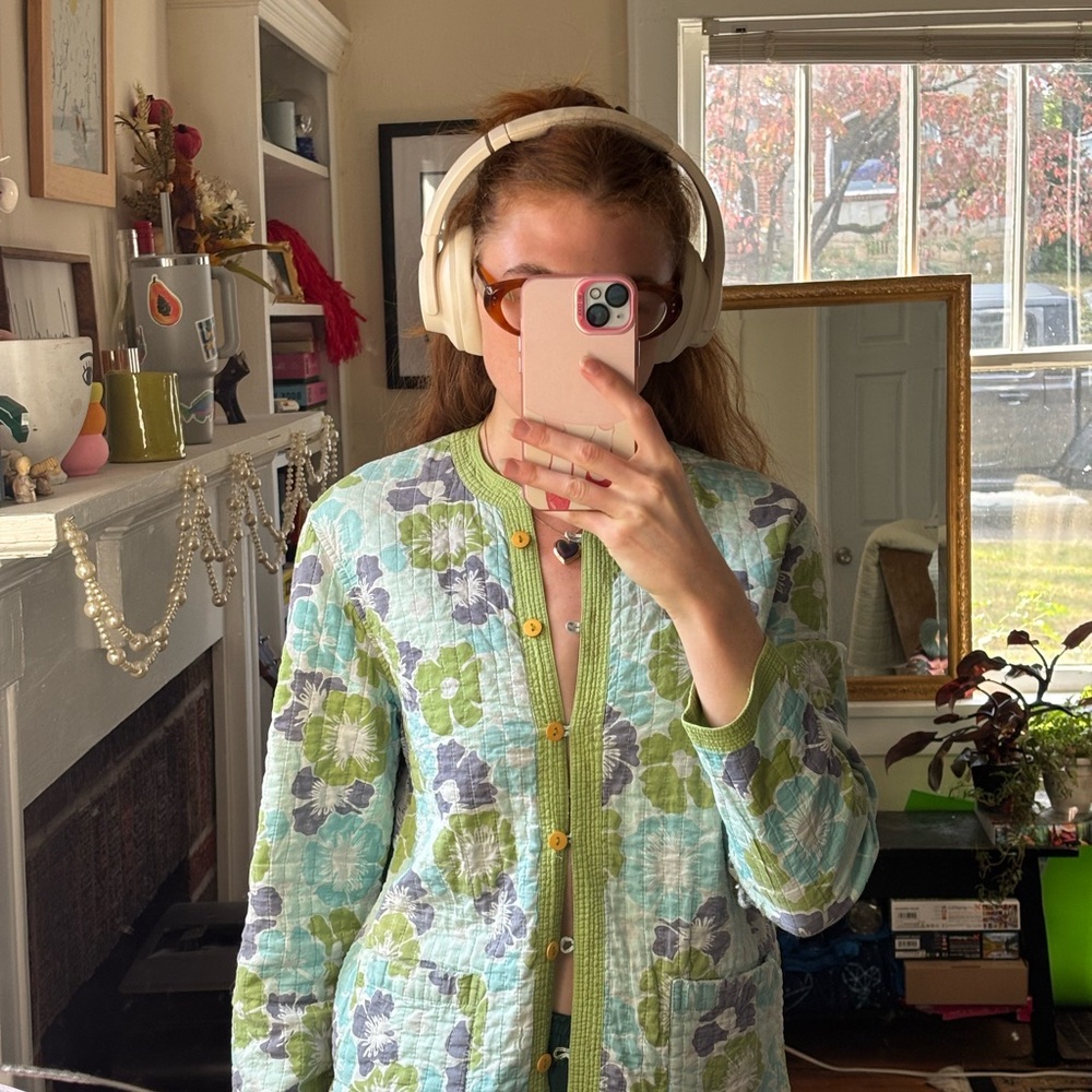 Chadwicks Floral Quilted Jacket - Green and Blue